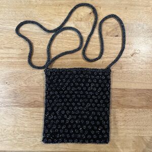 Vintage Art Deco Black Beaded Evening Bag Retroglam Purse UK PAT 1510246 Fancy